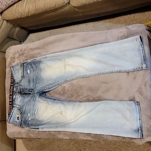 Rock Revival Kan Relaxed straight leg distressed jeans. 34 waist